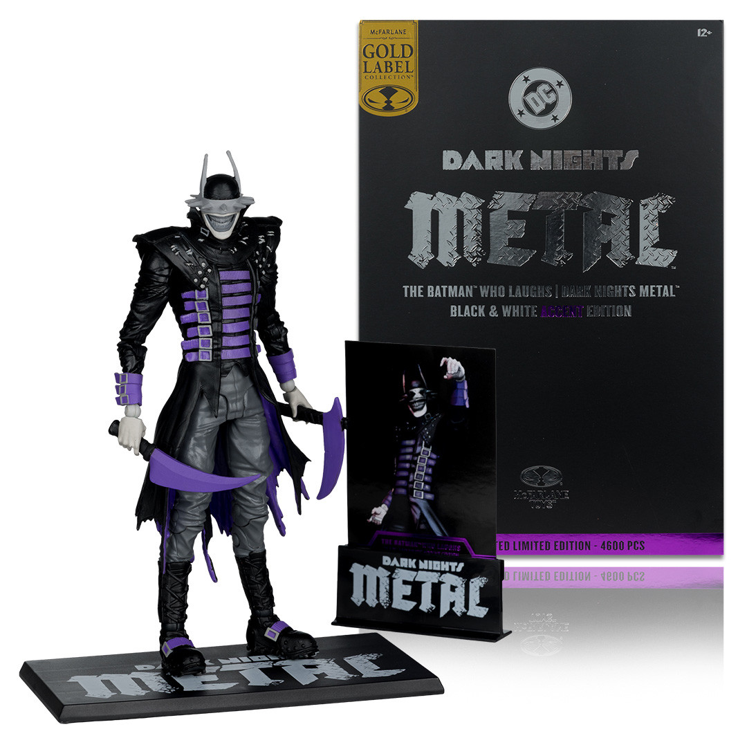 2026 Mcfarlane The Batman Who Laughs (dc Multiverse) Black And White Accent Edition Gold Label 7" Figure Dc Multiverse