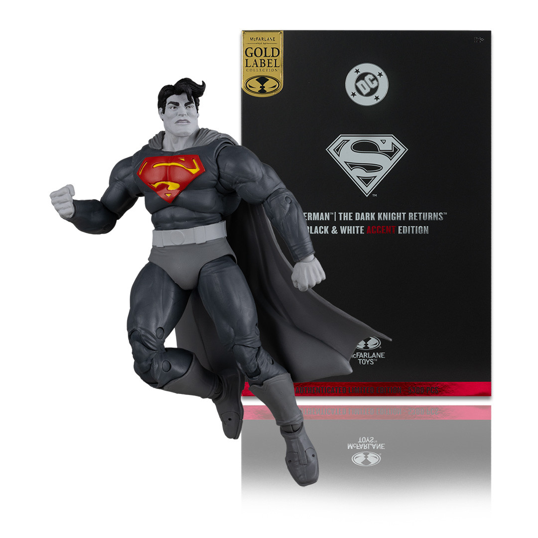 2026 Mcfarlane Superman (dark Knight Returns) Black & White Accent Edition Gold Label 7" Figure Dc Multiverse